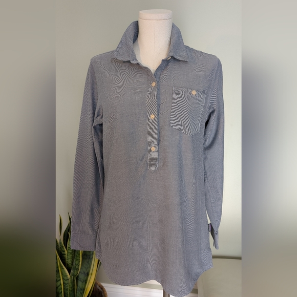Patagonia Women's Top Tunic Grey Organic Cotton Blend Long Sleeve Size M - Picture 2 of 16